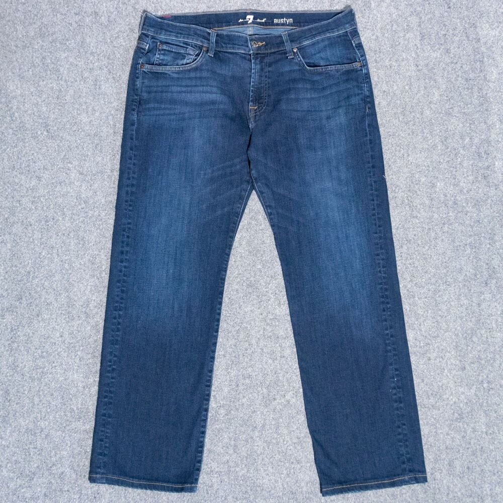7 For All Mankind Austyn Relaxed Straight Jeans Men's 36x30 Stretch Dark Blue